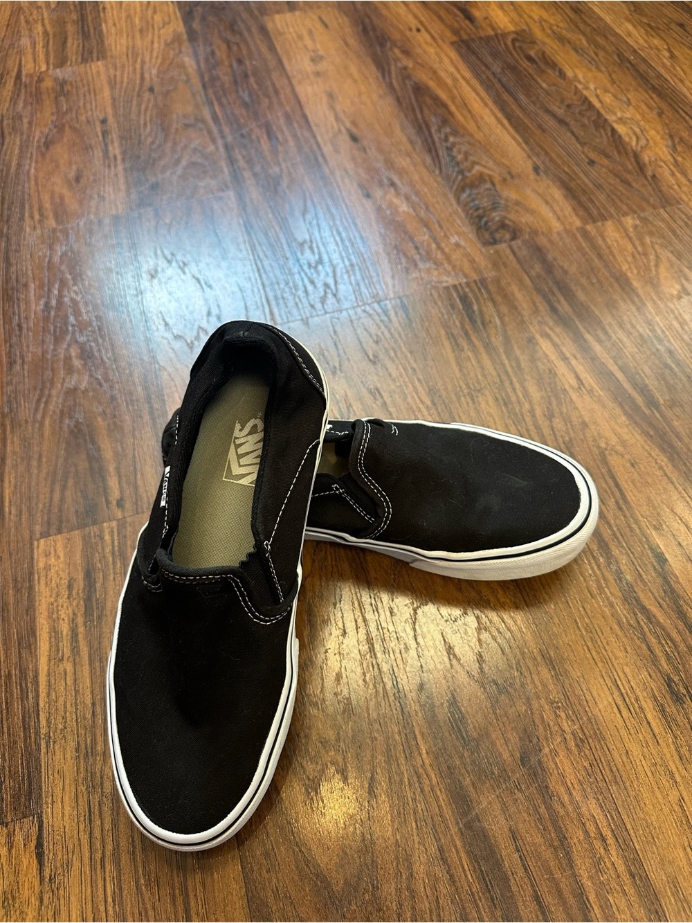 Vans Black Slip-On Sneakers with White Sole